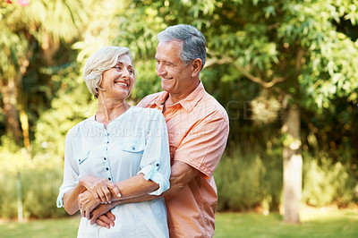 Buy stock photo Shot of a senior couple enjoying the day together