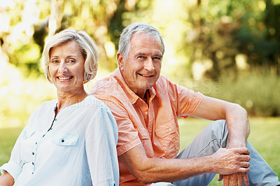 Buy stock photo Shot of a senior couple enjoying the day together