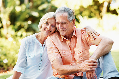 Buy stock photo Shot of a senior couple enjoying the day together