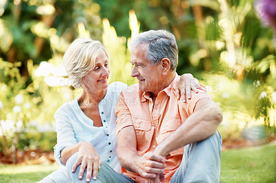 Buy stock photo Shot of a senior couple enjoying the day together