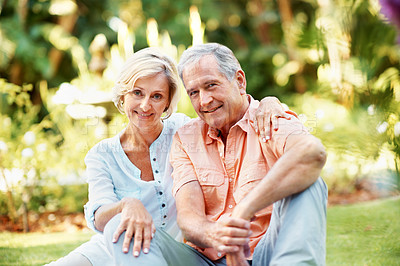 Buy stock photo Shot of a senior couple enjoying the day together