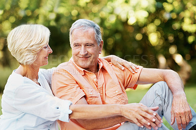 Buy stock photo Shot of a senior couple enjoying the day together