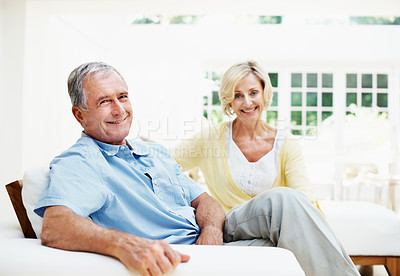Buy stock photo Shot of a senior couple enjoying the day together