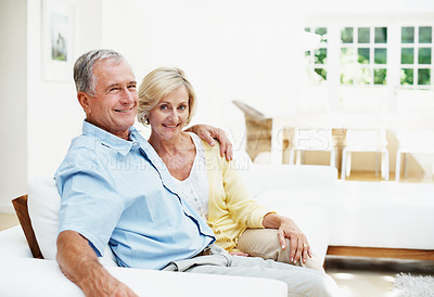 Buy stock photo Shot of a senior couple enjoying the day together