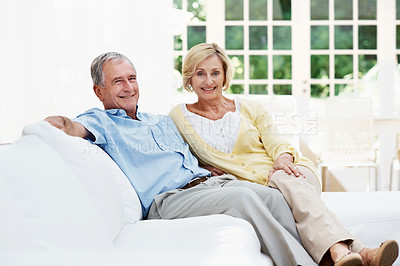 Buy stock photo Shot of a senior couple enjoying the day together