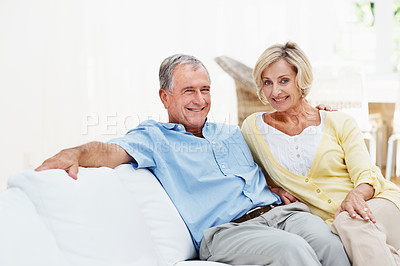 Buy stock photo Shot of a senior couple enjoying the day together