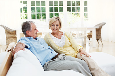 Buy stock photo Shot of a senior couple enjoying the day together