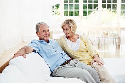 Buy stock photo Shot of a senior couple enjoying the day together