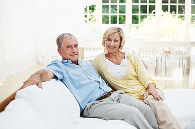 Buy stock photo Shot of a senior couple enjoying the day together