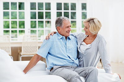 Buy stock photo Shot of a senior couple enjoying the day together