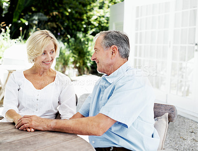 Buy stock photo Shot of a senior couple enjoying the day together