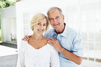 Buy stock photo Shot of a senior couple enjoying the day together