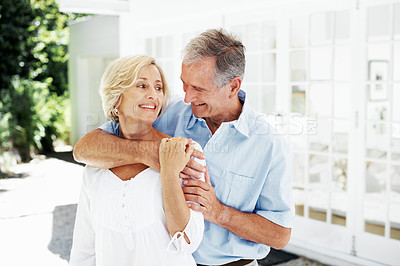 Buy stock photo Shot of a senior couple enjoying the day together