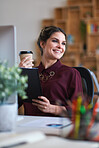 Successful business woman smiling happy in office holding coffee and document