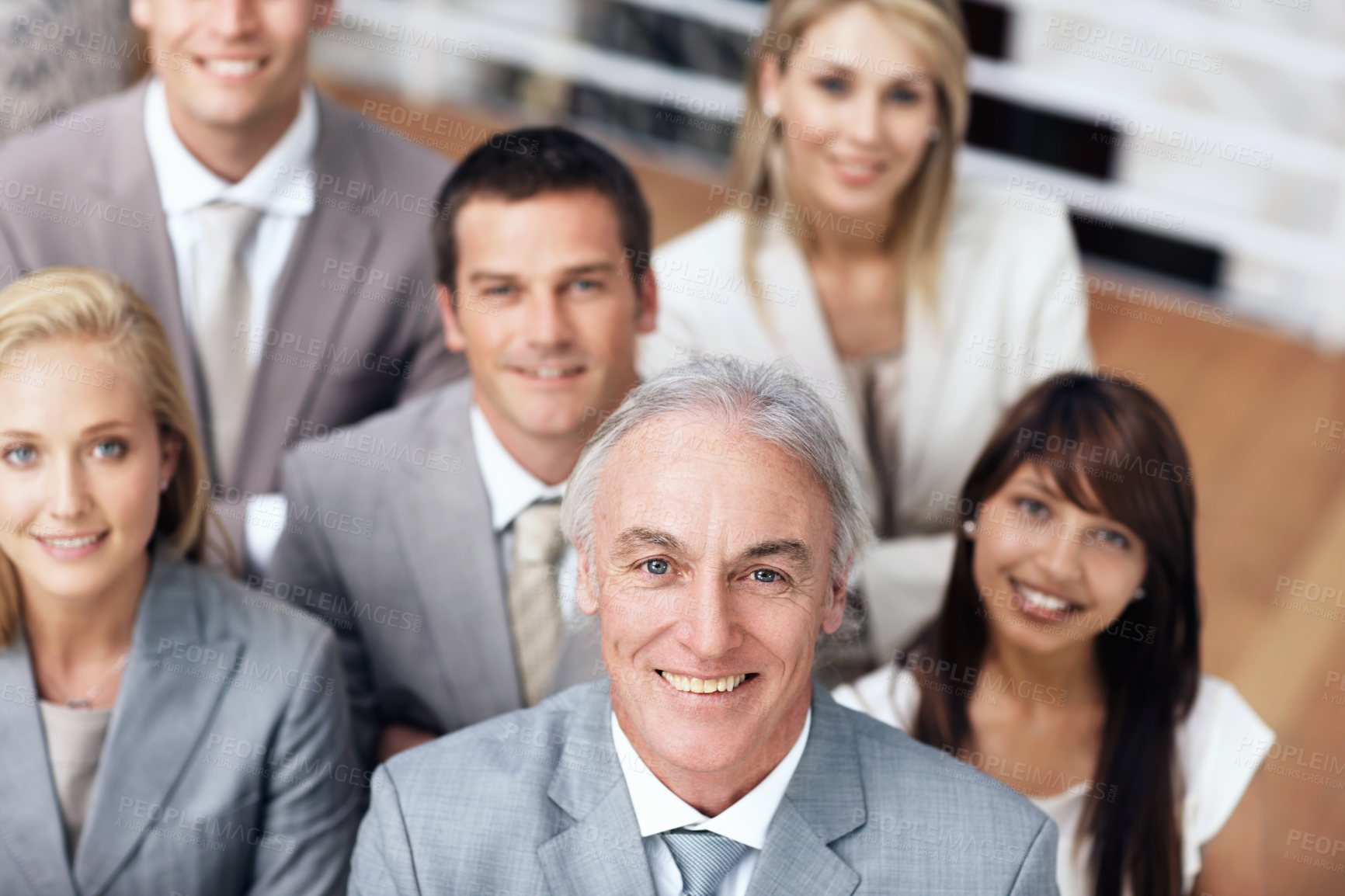 Buy stock photo Portrait, businessman and team in office, above and corporate for marketing management. Employees, leadership and happy people at work, entrepreneurship for advertising and cooperation for growth
