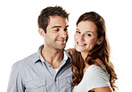 Happy with her man by her side