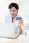 Entering in her credit information...