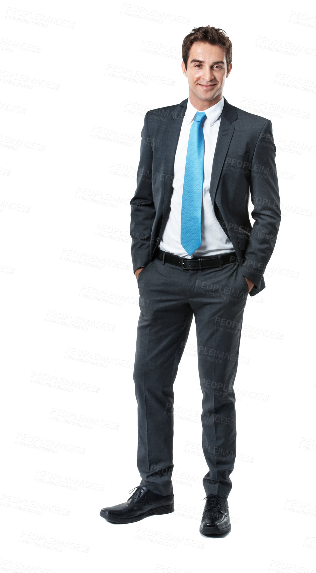 Buy stock photo Corporate, portrait and man in suit in studio for financial career, investment advisor and manager. Business, happy and person with confidence, ambition and pride for finance job on white background