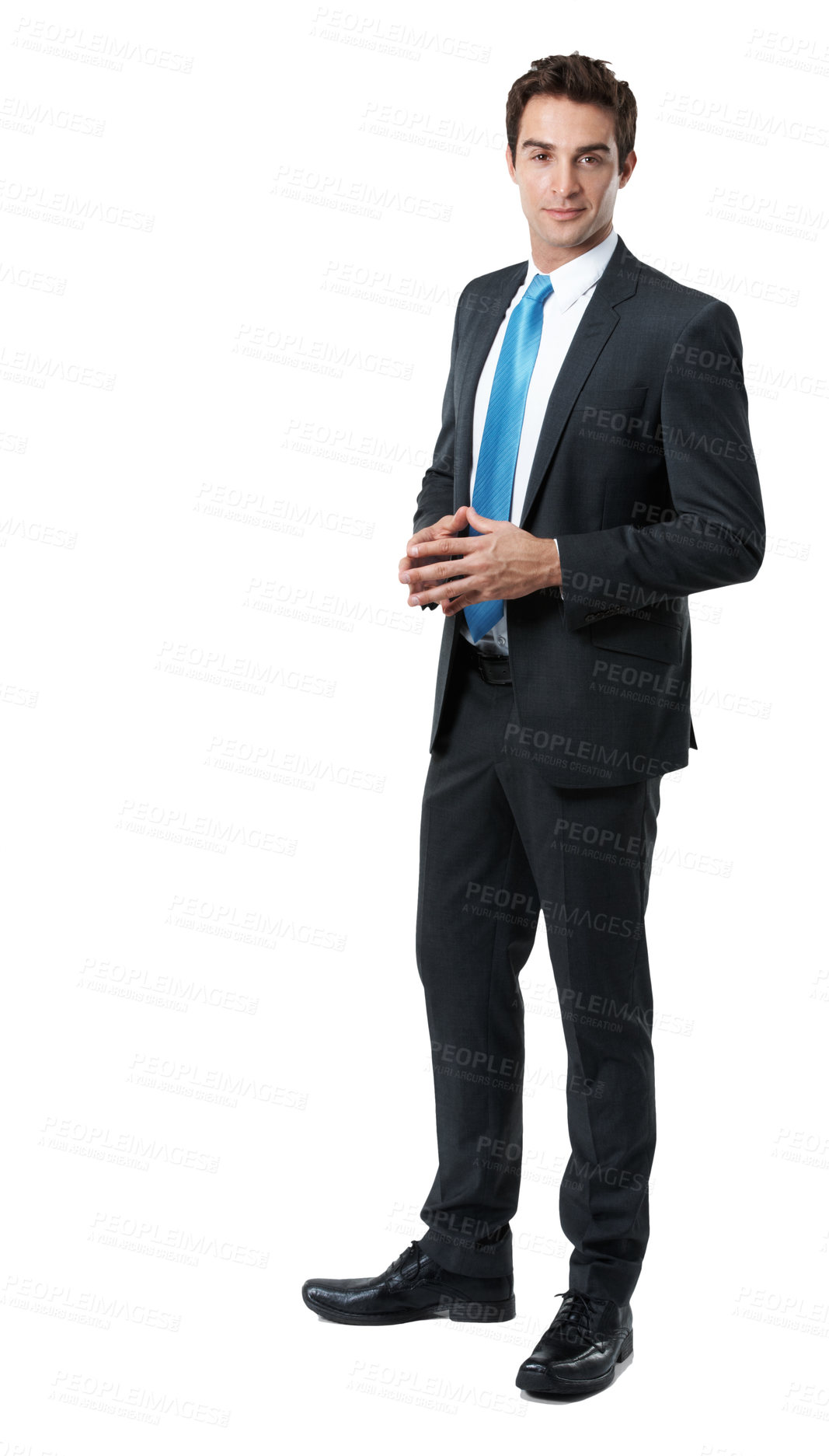 Buy stock photo Space, portrait and business man in studio for financial career, investment advisor and manager. Corporate, worker and person with confidence, ambition and pride for finance job on white background