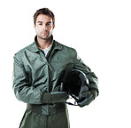 Professional pilot prepared to take flight