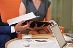 Multi-Ethnic Business people working in business lobby