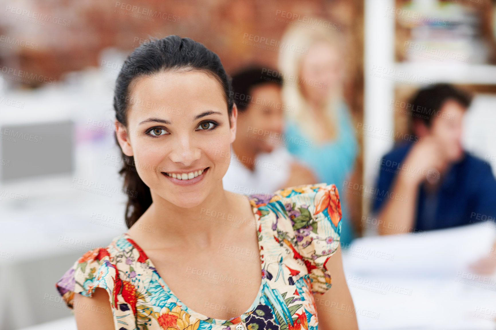 Buy stock photo Startup, smile and portrait of woman in office with confidence, pride and marketing agency. Happy, business and person in workplace for opportunity, ambition and growth for brand manager at company