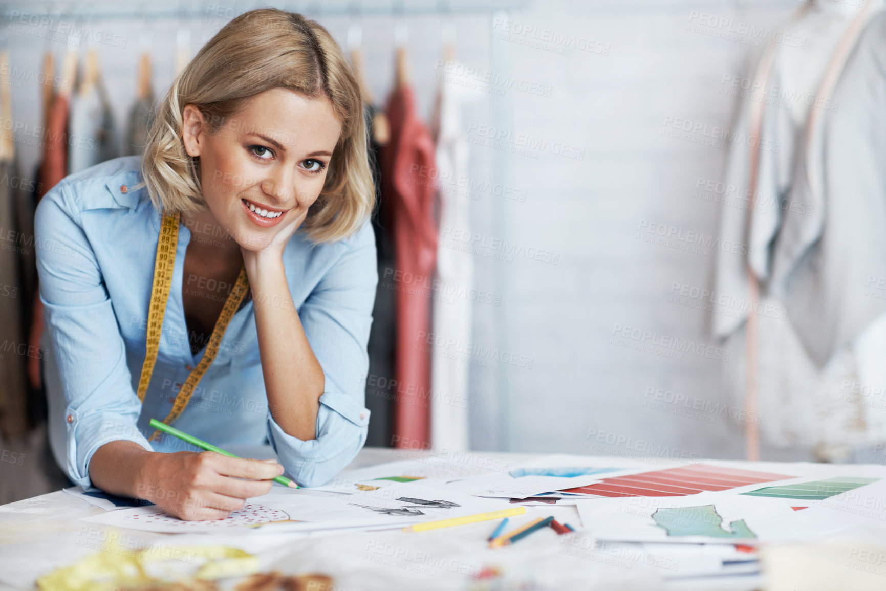 Buy stock photo A gorgeous young designer at her desk
