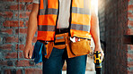 Hands, man and engineer with drill for construction, building development and infrastructure. Contractor, tools or electrical machine for civil engineering, safety inspection and property maintenance