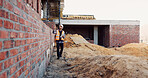 Civil engineer, inspection and man with tablet at construction site, scroll or project update on web. Outdoor, architect and person with tech for property development, report and quality assurance