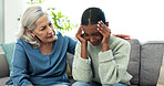 Crying, woman and counseling session in clinic, psychology help and listening to patient with trauma. Psychologist, talking and comfort for person with depression, emotion and mental health in office