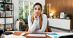 Serious, reading and portrait of businesswoman in office with research for finance report with budget. Documents, statistics and female financial advisor with investment proposal in workplace.