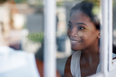 Buy stock photo Cropped shot of a young couple enjoying their morning at home