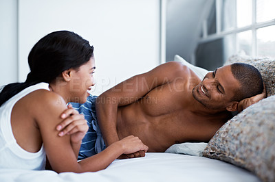 Buy stock photo Cropped shot of a young couple enjoying their morning at home