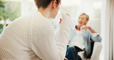 Buy stock photo Counseling, therapist and woman in consultation, listening or advice for mental health evaluation. Psychology session, patient and conversation with person for assessment, support and help in office