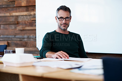 Buy stock photo Portrait of a handsome designer at his desk