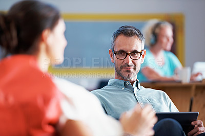 Buy stock photo Cropped shot of businesspeople sitting in an office