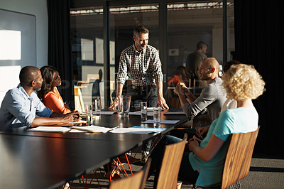 Buy stock photo Cropped shot of a business meeting in progress