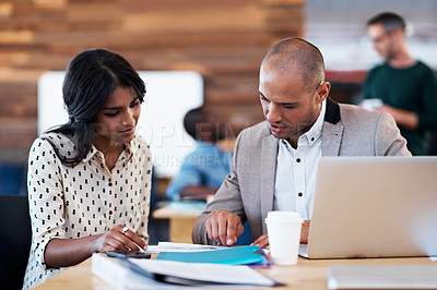 Buy stock photo Cropped shot businesspeople working in an office