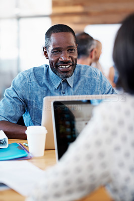 Buy stock photo Cropped shot businesspeople working in an office