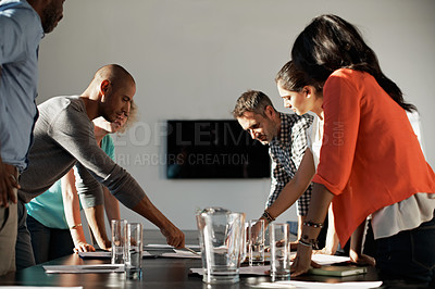 Buy stock photo Cropped shot of a business meeting in progress