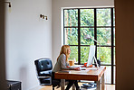 Working in the comfort of her home office