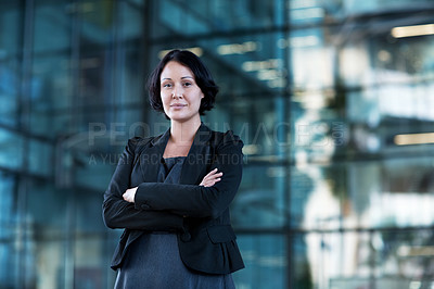 Buy stock photo Portrait of a confident young businesswoman in a professional setting

