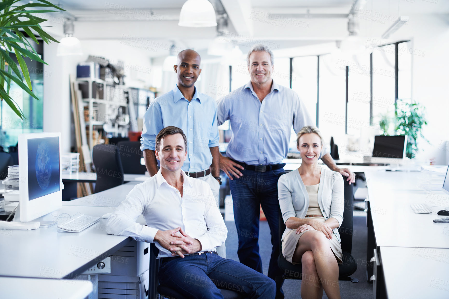 Buy stock photo Team, support and portrait of business people in office for partnership, about us and mission. Solidarity, collaboration and diversity with employees in agency for pride, professional and opportunity