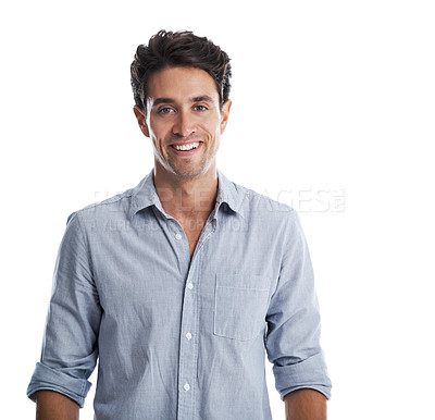 Buy stock photo Portrait of handsome smiling male -Studio shot