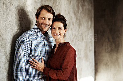 Buy stock photo Studio portrait of a happy couple