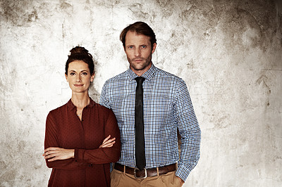 Buy stock photo Studio portrait of a well dressed couple