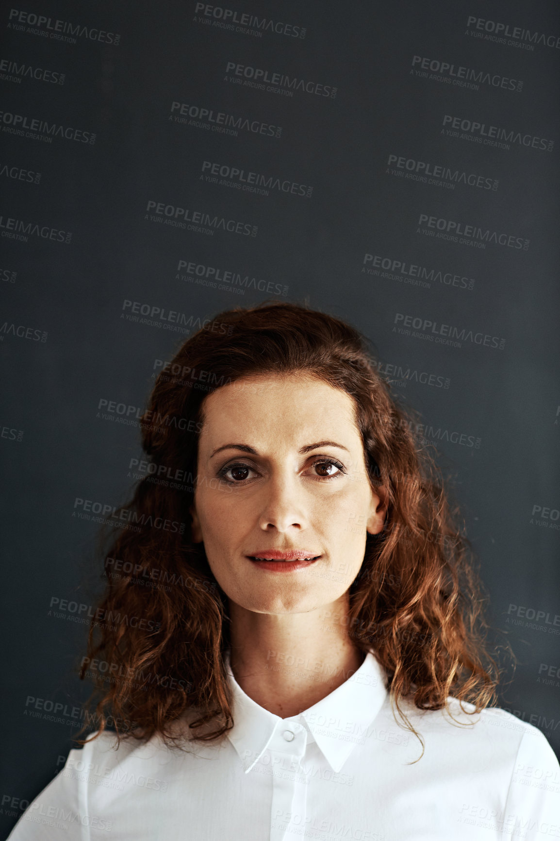 Buy stock photo Pride, portrait and professional with business woman in studio as investment banker, space and trader. Portfolio manager, corporate and smile with person on dark background for opportunity and growth