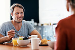 Happiness over a healthy breakfast