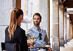Enjoying wine and conversation in the city