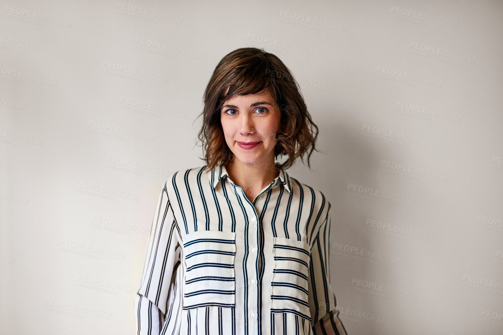 Buy stock photo Portrait, studio and business woman with smile, confidence and proud hr consultant with space. Professional, happy female person and recruitment specialist, talent acquisition and white background